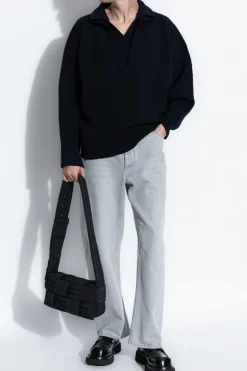 Bottega Veneta NAVY BLUE Wool sweater with V-neck