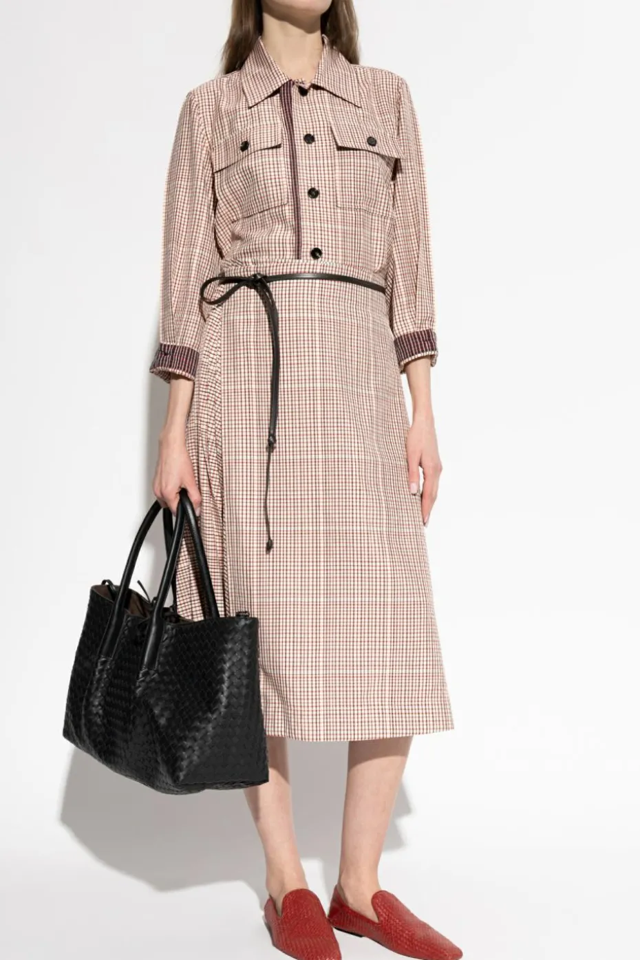Bottega Veneta RED Plaid Skirt