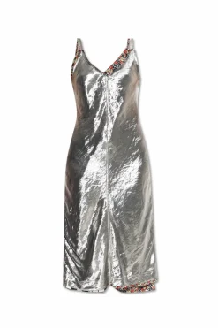 Bottega Veneta SILVER Double-layered spaghetti strap dress