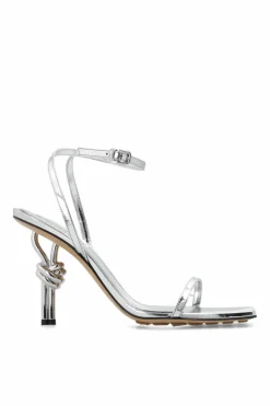 Bottega Veneta SILVER ‘Knot’ heeled sandals