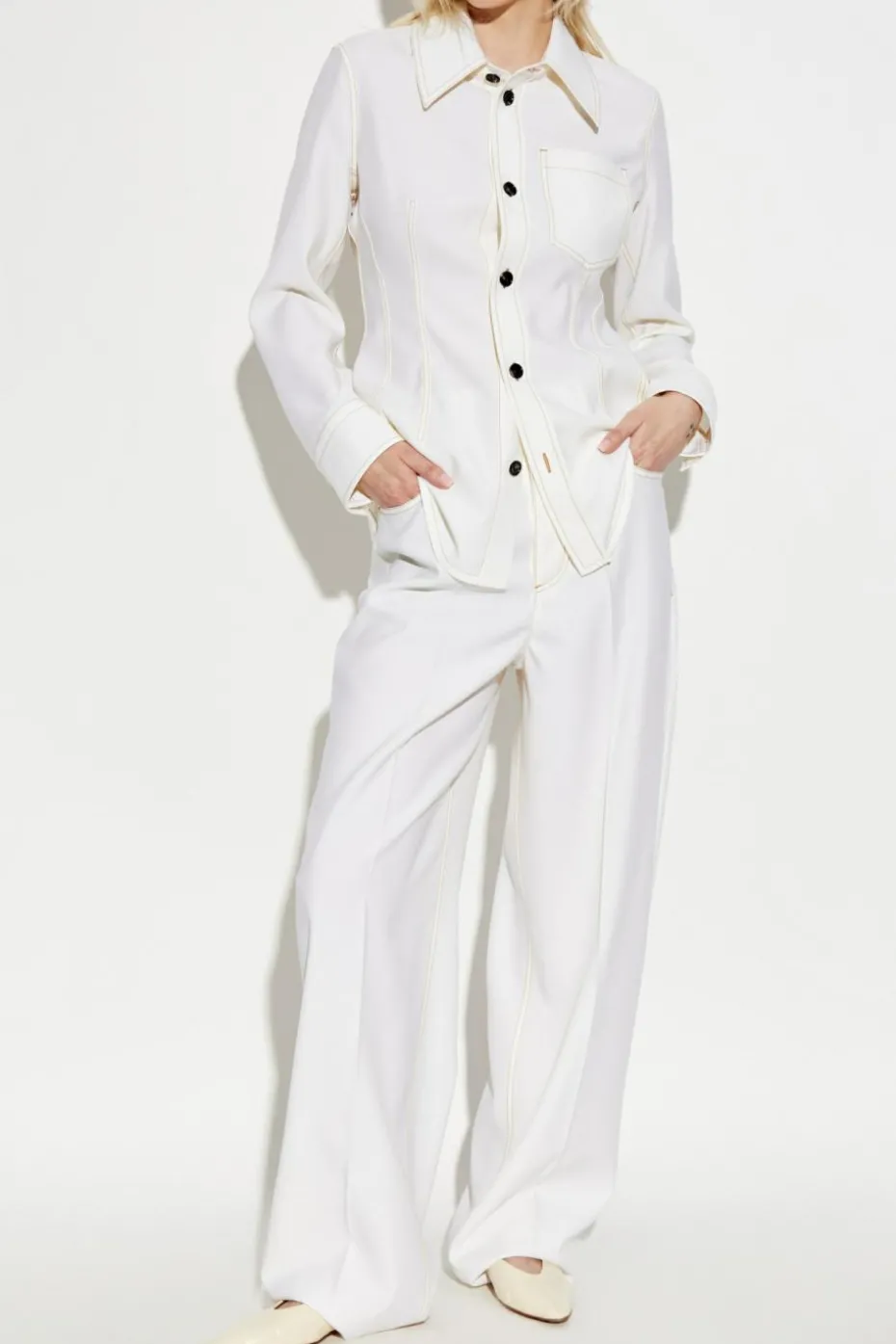 Bottega Veneta WHITE Wool pants