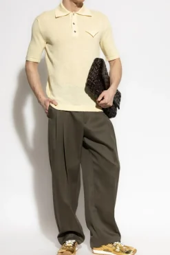 Bottega Veneta YELLOW Linen polo shirt
