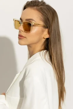 Bottega Veneta YELLOW Logo-engraved sunglasses