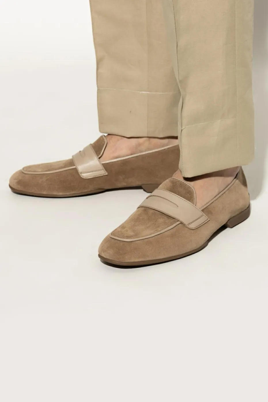 Brioni beige Suede Penny loafers