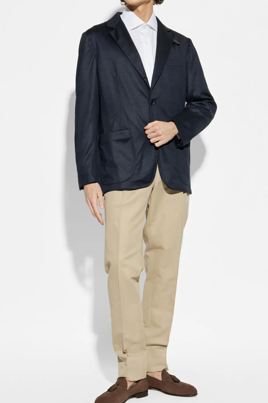 Brioni NAVY BLUE Blazer with check pattern