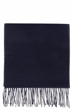 Brioni NAVY BLUE Cashmere scarf with logo