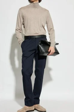 Brioni NAVY BLUE Creased trousers