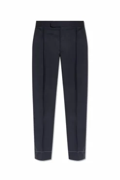 Brioni NAVY BLUE Creased trousers