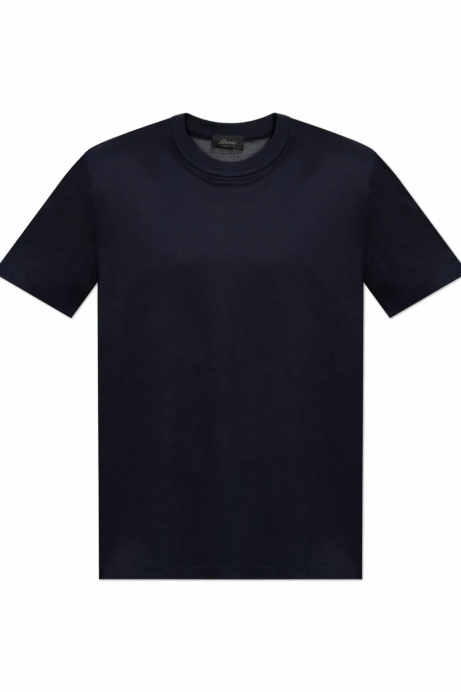 Brioni NAVY BLUE Silk t-shirt with round neckline