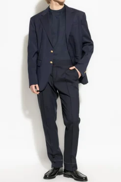 Brioni NAVY BLUE T-shirt with patch