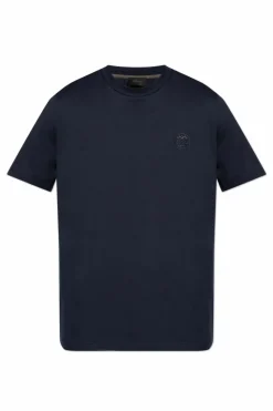 Brioni NAVY BLUE T-shirt with embroidered logo