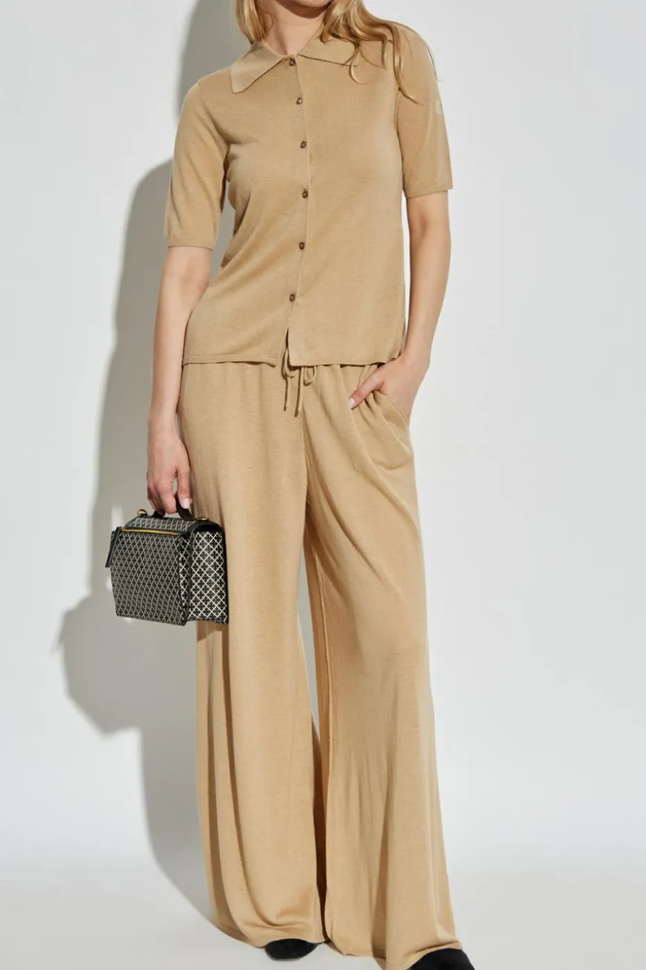 By Malene Birger beige "Dotta" short-sleeve cardigan