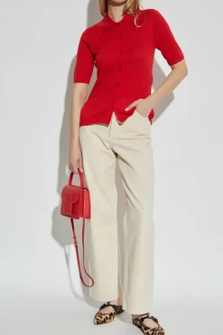By Malene Birger RED "Dotta" short-sleeved cardigan