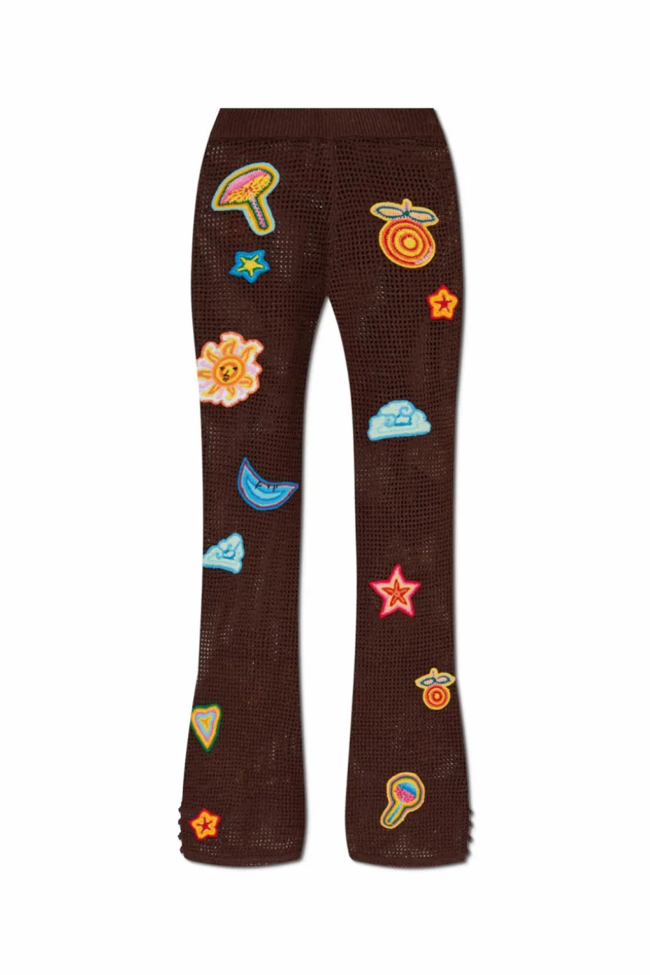 Casablanca BROWN Pants with colorful embroidery
