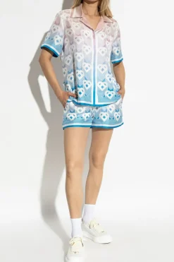 Casablanca MULTICOLOUR Silk shorts with print