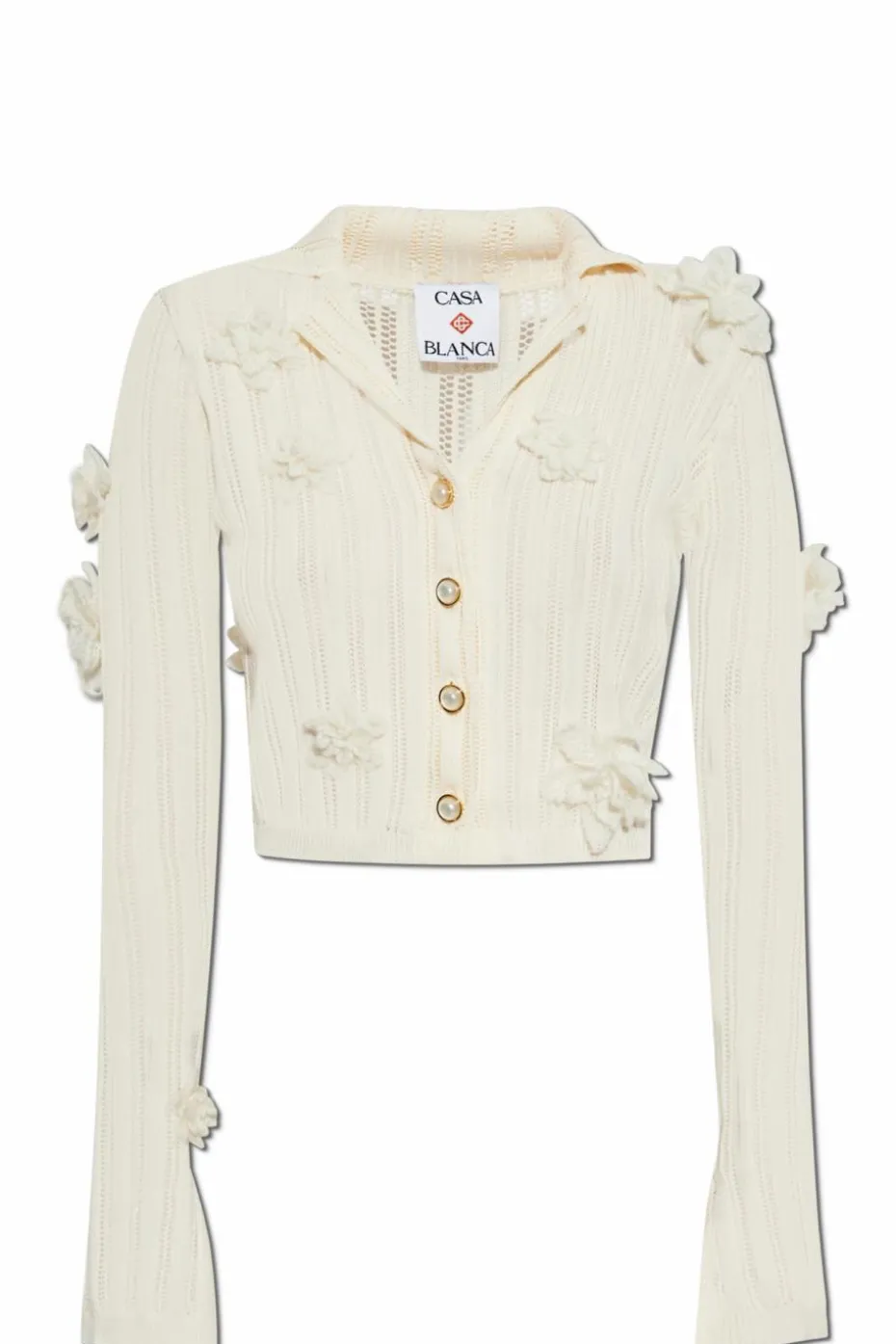 Casablanca WHITE Cardigan with patches