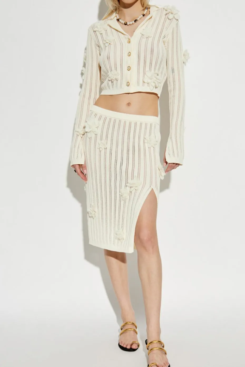 Casablanca WHITE Cardigan with patches