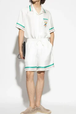 Casablanca WHITE Silk shorts with print