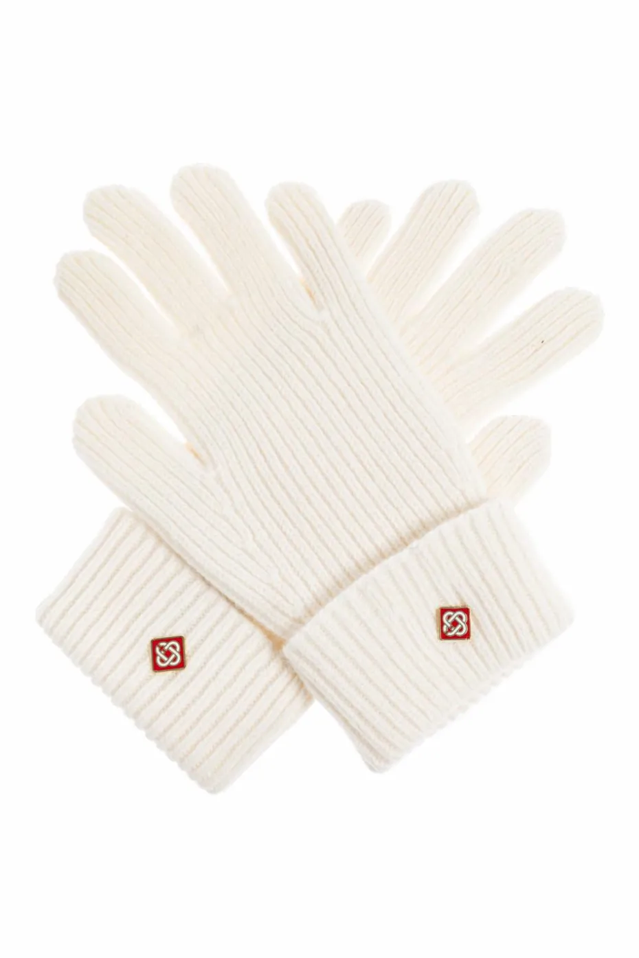 Casablanca WHITE Wool gloves with logo