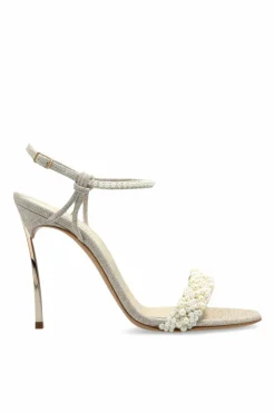 Casadei cream Heeled sandals with pearl applications