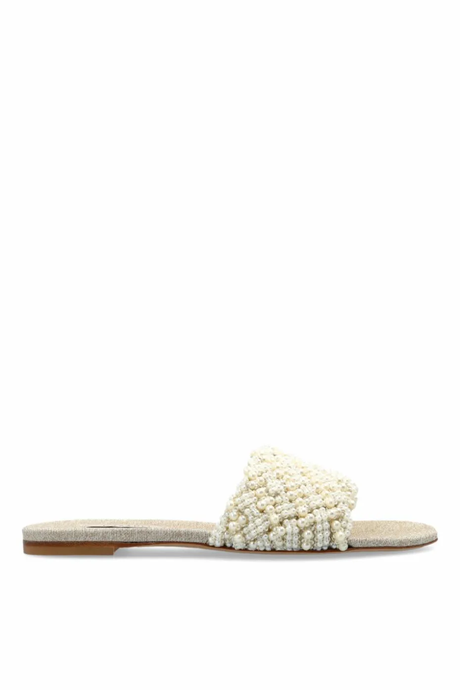 Casadei cream Slides with pearl embellishments
