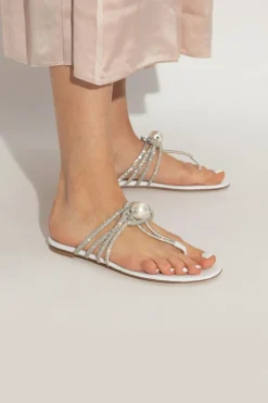 Casadei WHITE Slides with shimmering applications