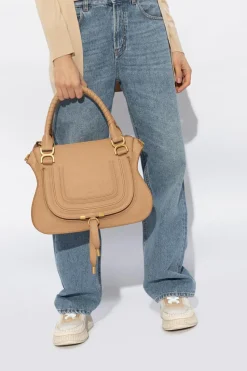 Chloé beige ‘Marcie Medium’ leather shoulder bag