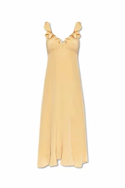 Chloé beige Silk dress with ruffles