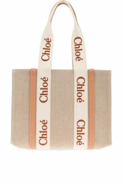 Chloé beige "Woody Medium" shopper bag