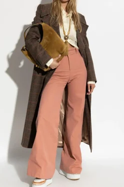 Chloé BROWN Double-breasted coat with a check pattern
