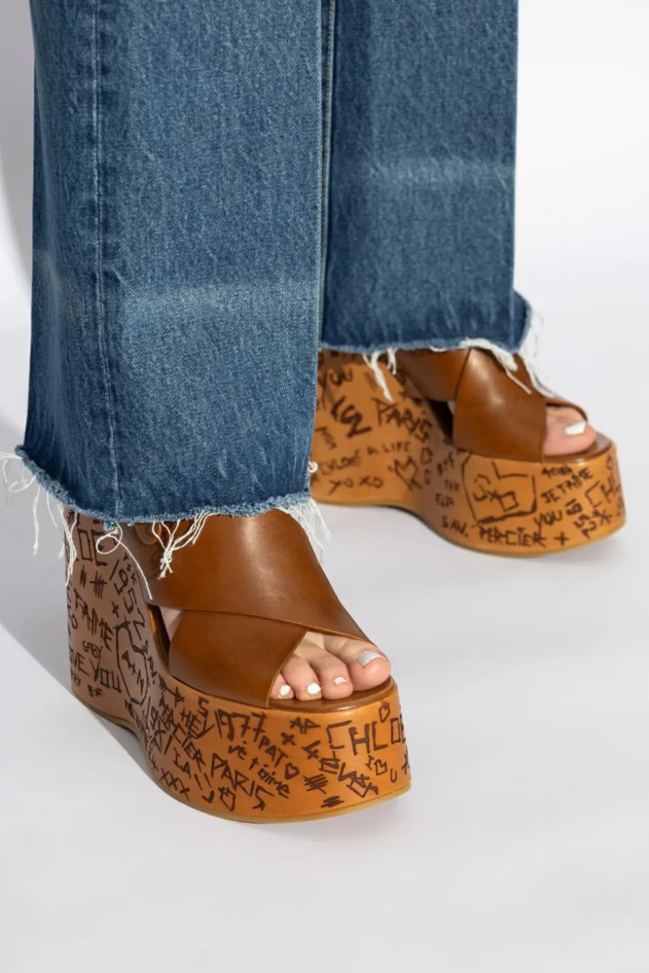 Chloé BROWN Maxime wedge sandals
