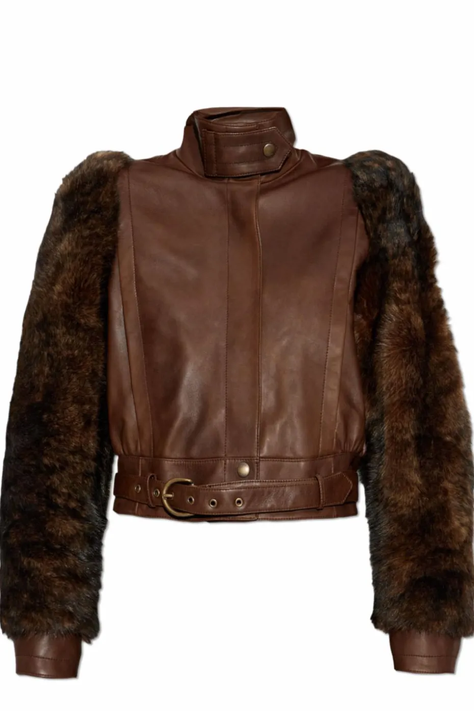 Chloé BROWN Short leather jacket