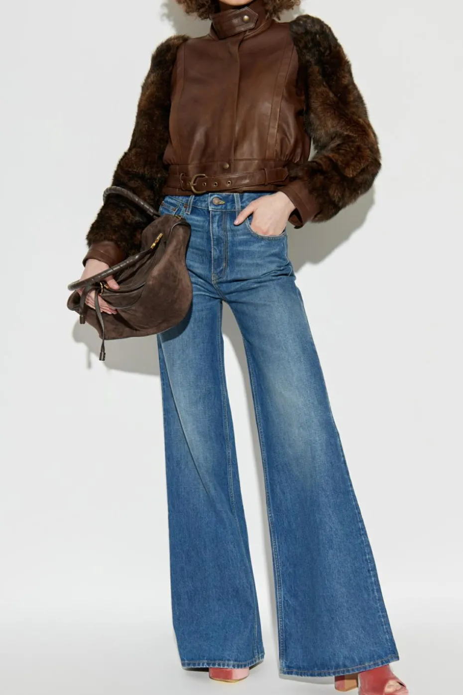 Chloé BROWN Short leather jacket