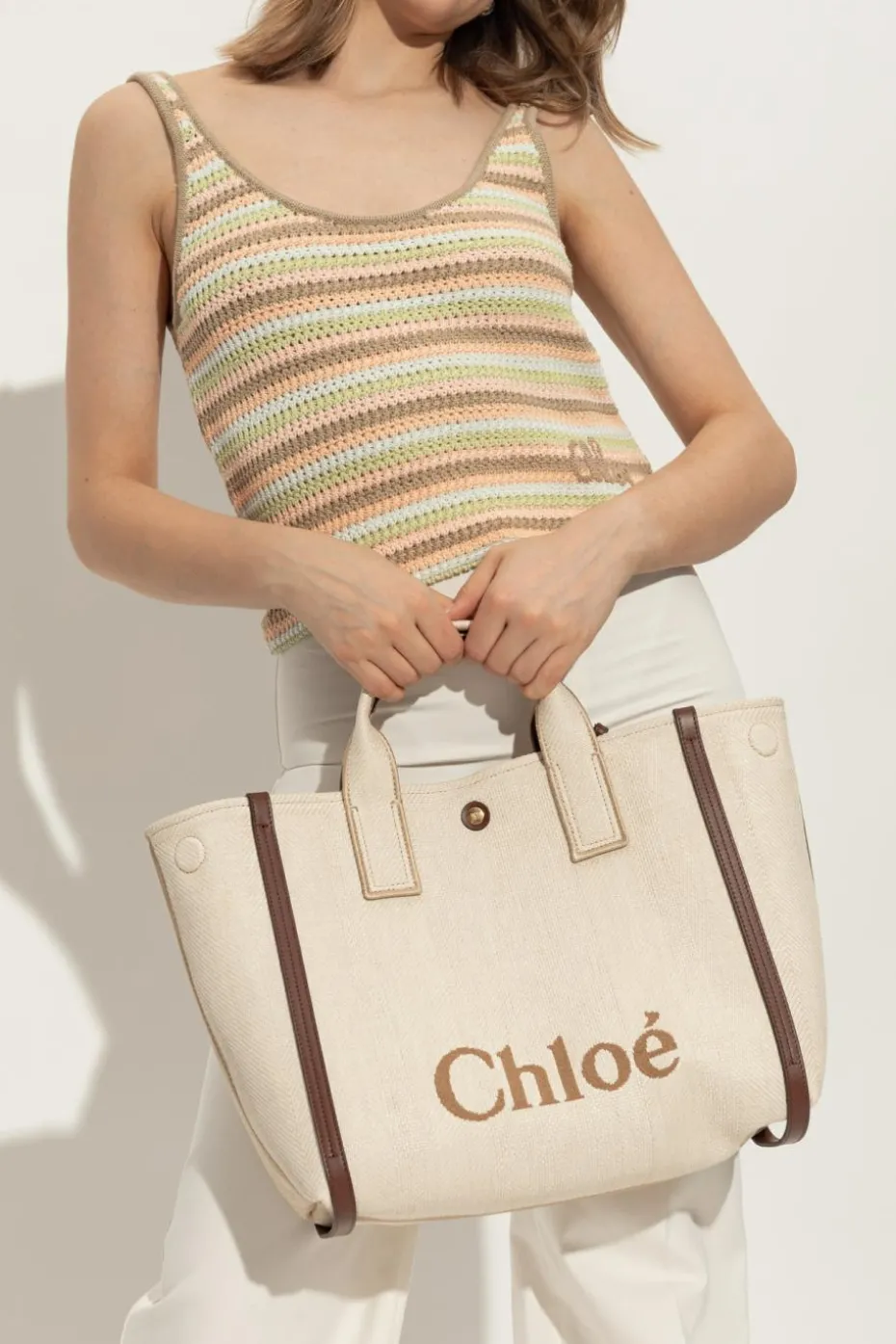 Chloé cream "Chloé Carry Small" tote bag