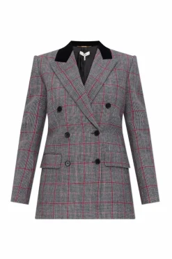 Chloé GREY Double-breasted checkered blazer