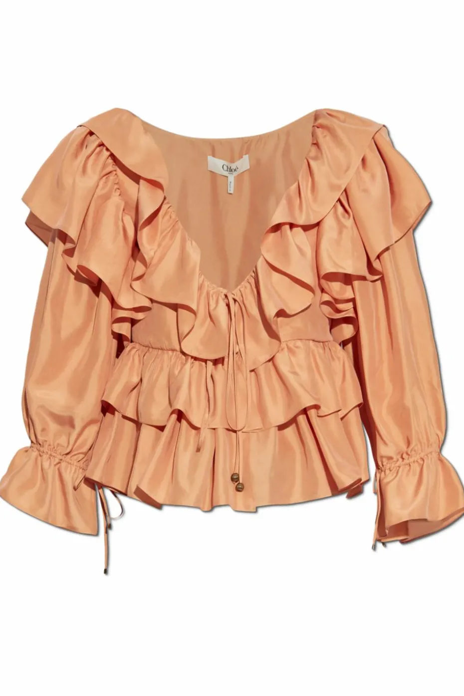 Chloé ORANGE Silk top with ruffles