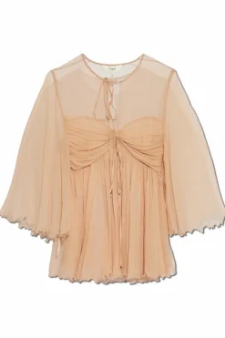 Chloé PINK Silk top with draping