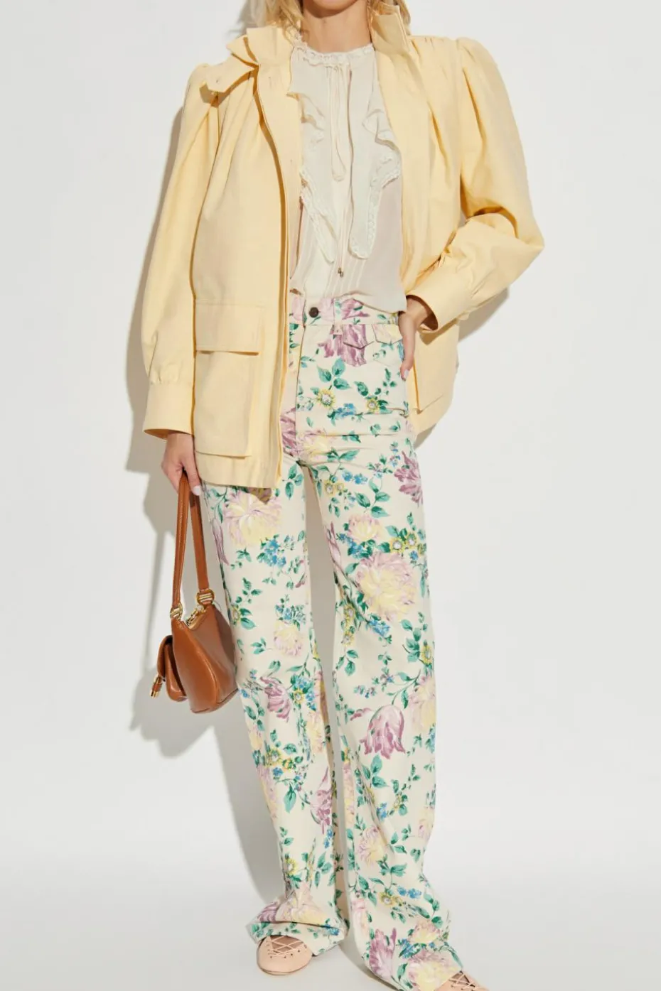 Chloé YELLOW Oversize jacket with stand-up collar
