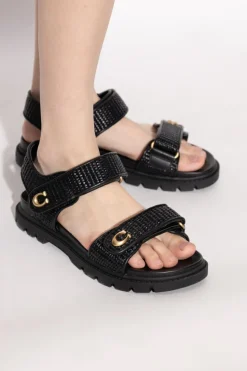 Coach BLACK Sandals with logo