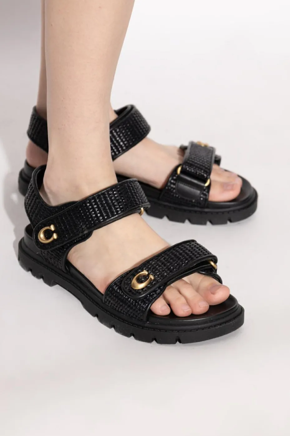 Coach BLACK Sandals with logo