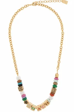 Coach GOLD Necklace with colorful appliqués