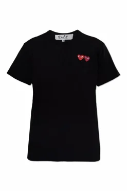 Comme des Garçons Play BLACK T-shirt with logo patches