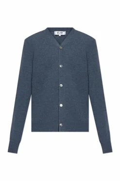 Comme des Garçons Play BLUE Cardigan with logo patch