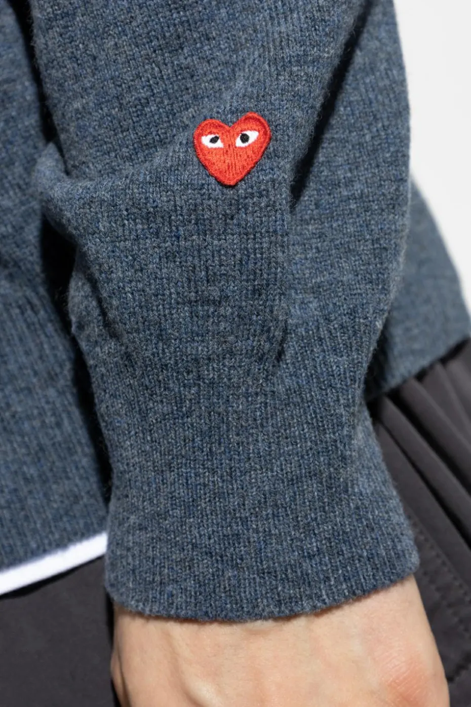 Comme des Garçons Play BLUE Cardigan with logo patch