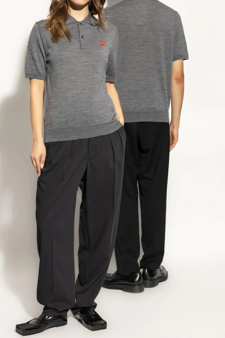 Comme des Garçons Play GREY Wool Polo