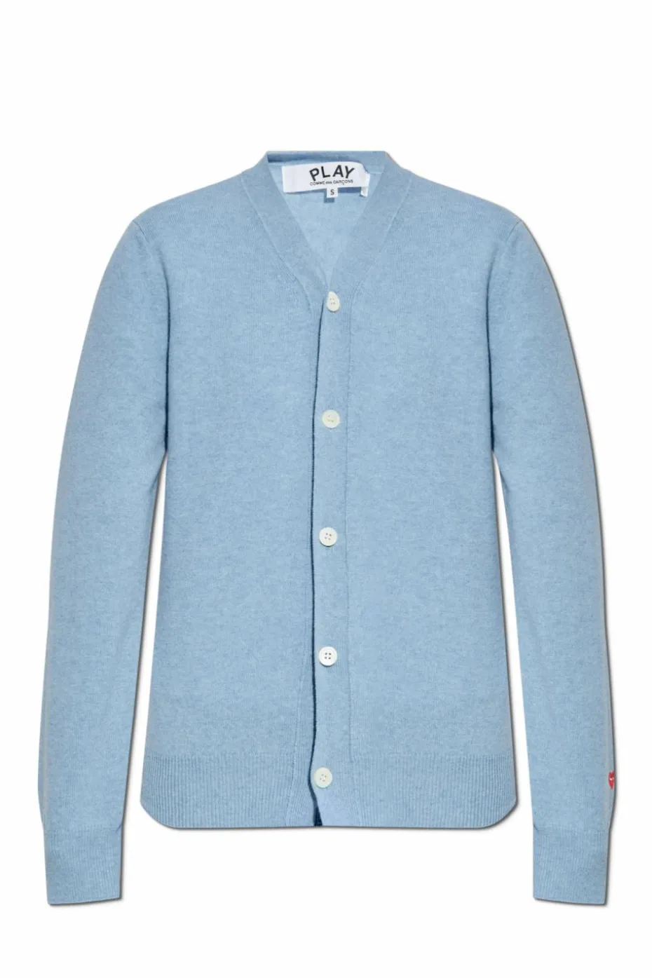 Comme des Garçons Play light blue Cardigan with logo patch