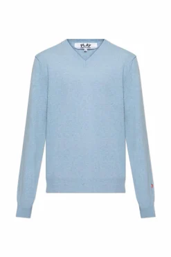 Comme des GarƧons Play light blue V-neck sweater