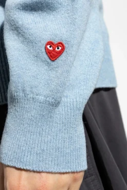 Comme des Garçons Play light blue V-neck sweater