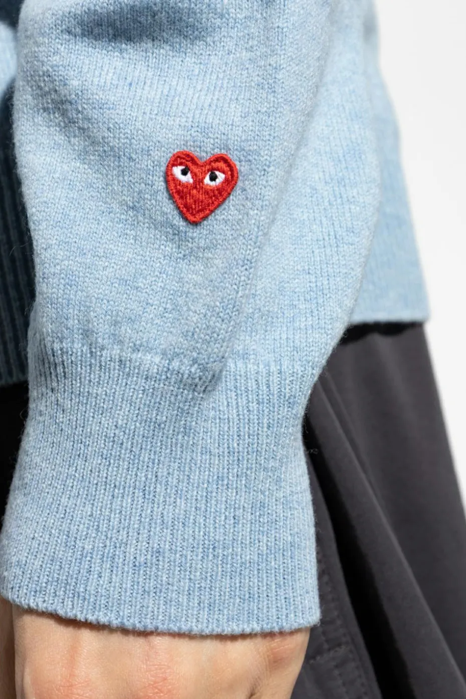 Comme des Garçons Play light blue V-neck sweater