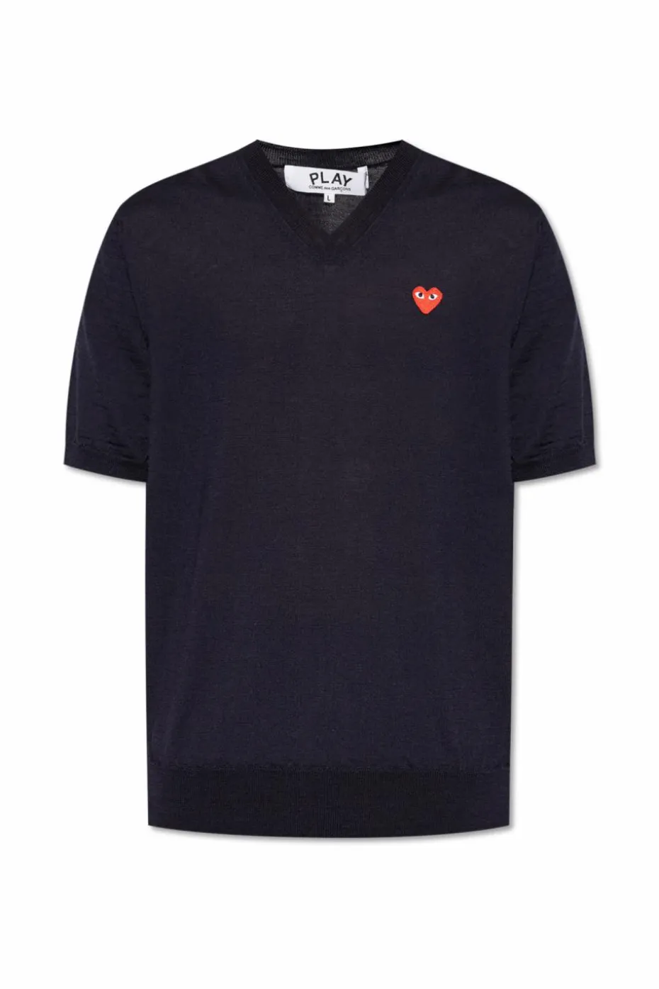 Comme des Garçons Play NAVY BLUE Wool V-neck T-shirt